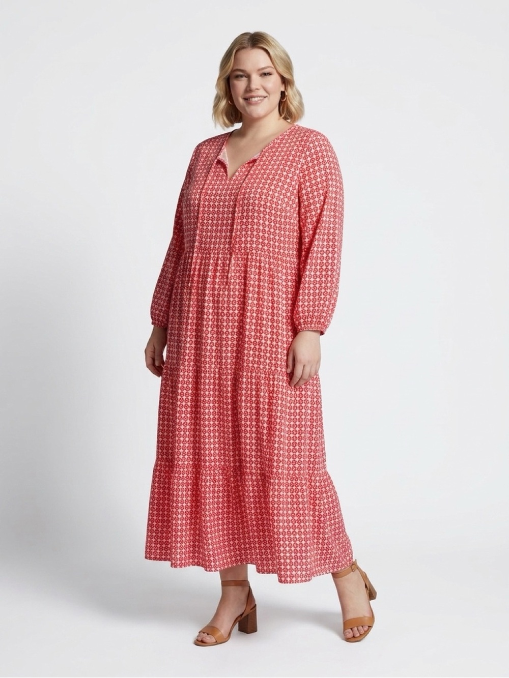 Women's Pink Printed Maxi Dress - Brand Unknown